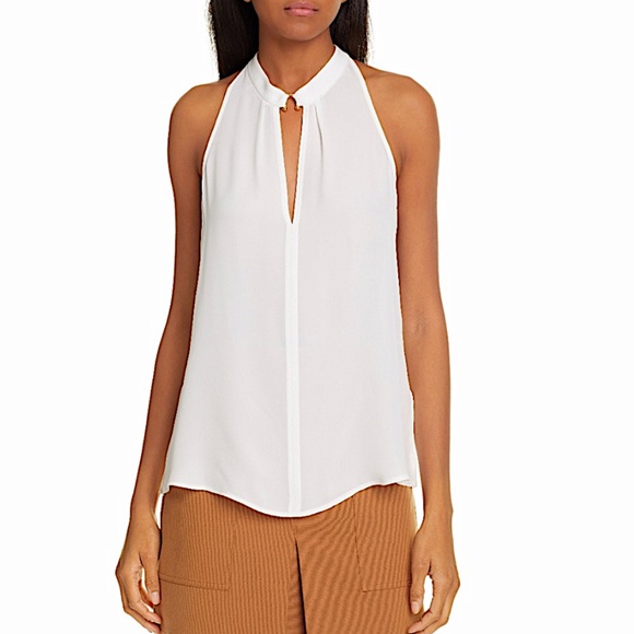 A.L.C. Moran Keyhole Sleeveless Silk Top off white - Picture 1 of 14